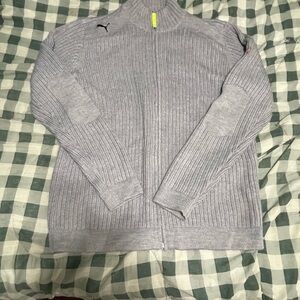 Puma P48 Men’s Full-Zip Ribbed Sweater - Light Gray